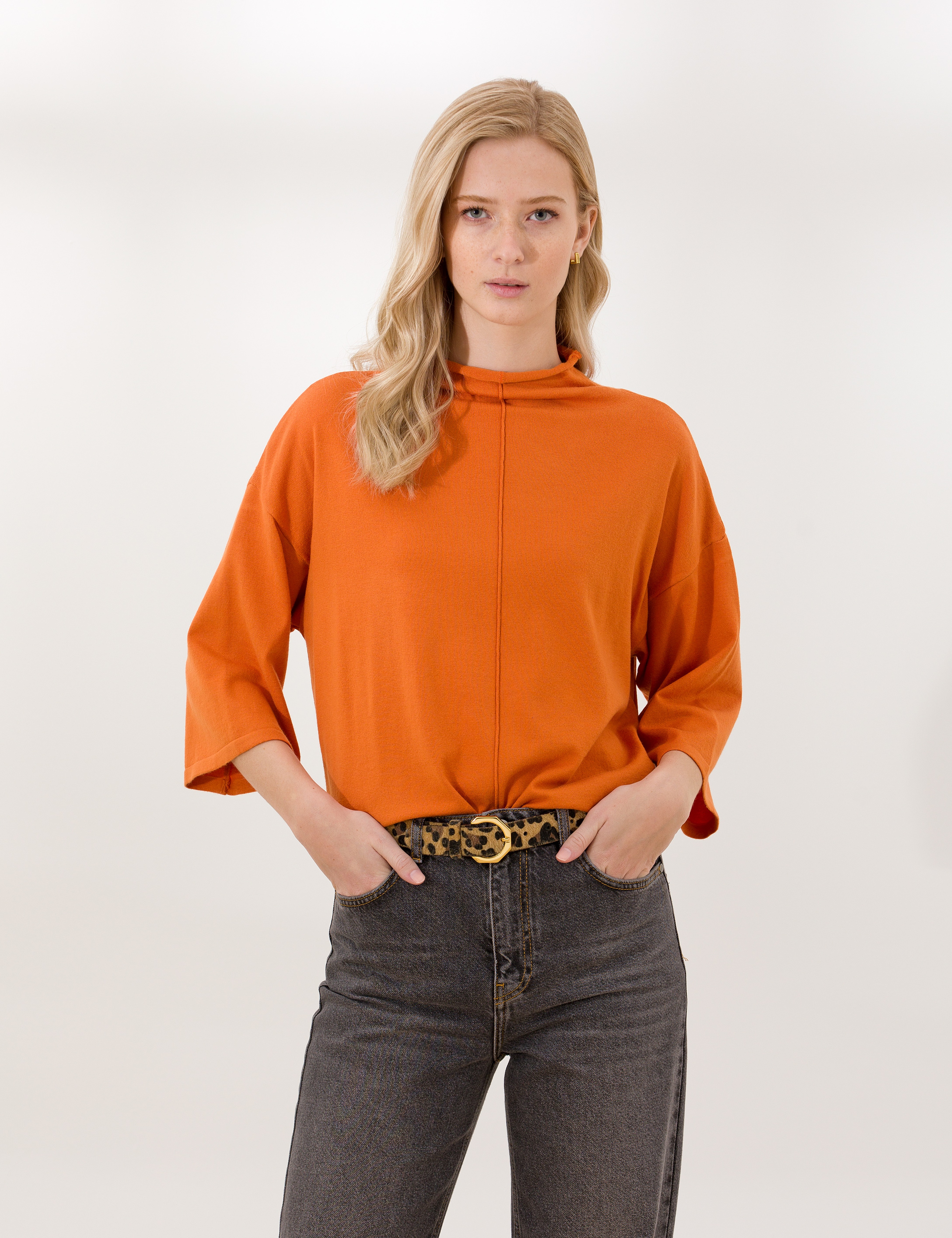 Turuncu Comfort Fit Basic Kazak - Image 2
