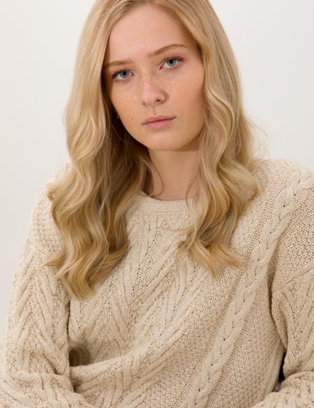 Krem Comfort Fit Bisiklet Yaka Kazak - 50253283038