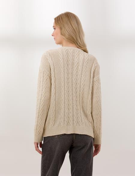 Krem Comfort Fit Bisiklet Yaka Kazak - 50253283038