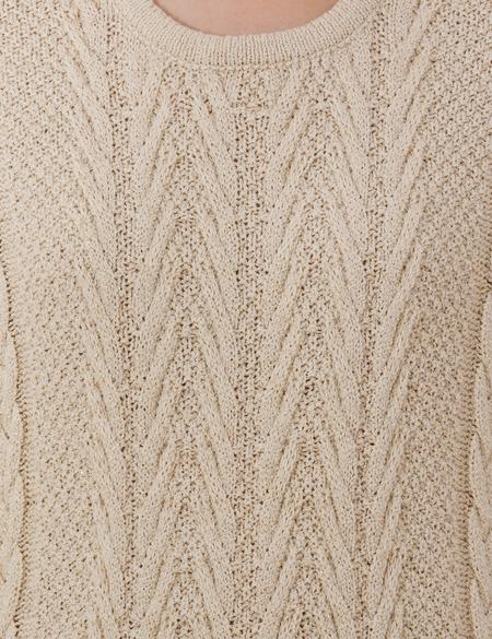 Krem Comfort Fit Bisiklet Yaka Kazak - 50253283038