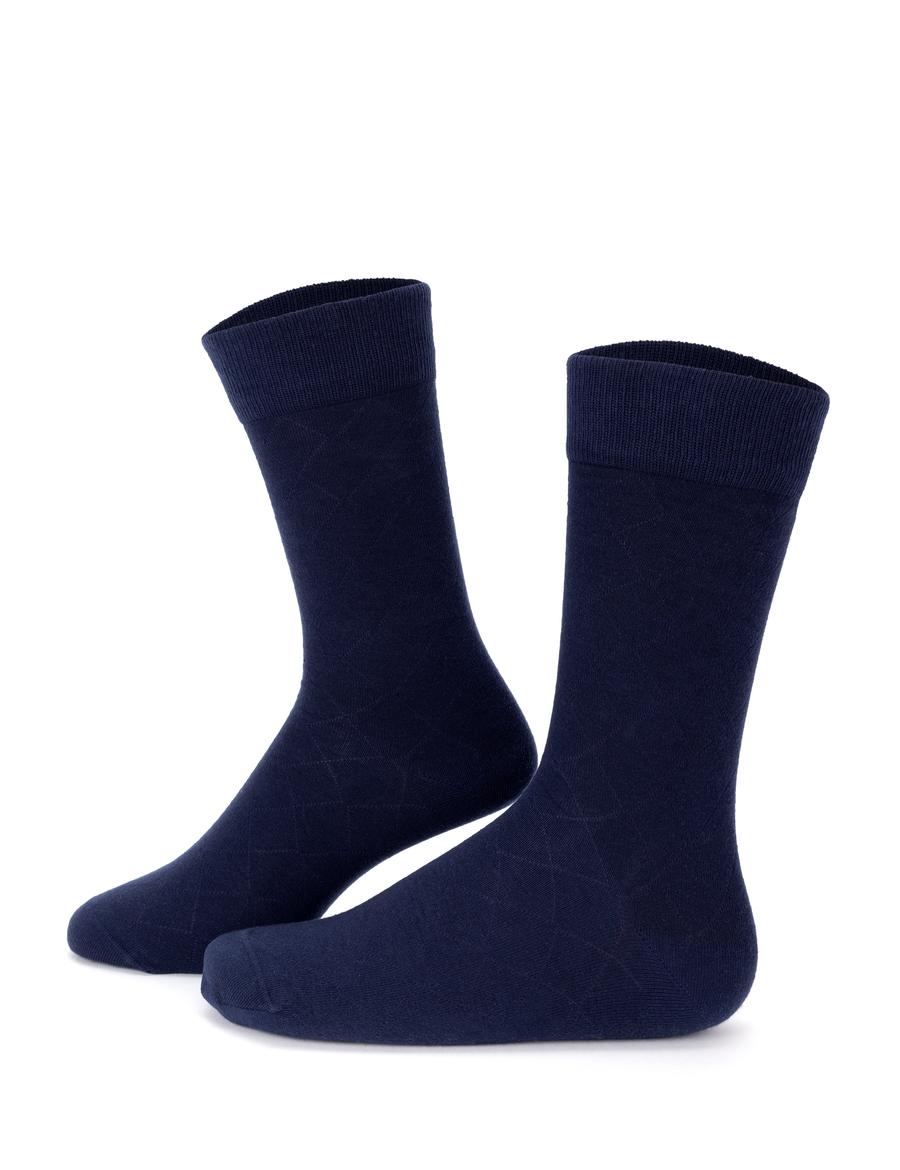 Erkek Pamuk Karışımlı Lacivert Soket Desenli Çorap