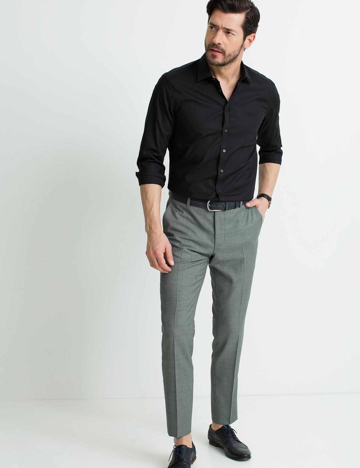 Siyah Slim Fit Basic Gömlek - 50189517017