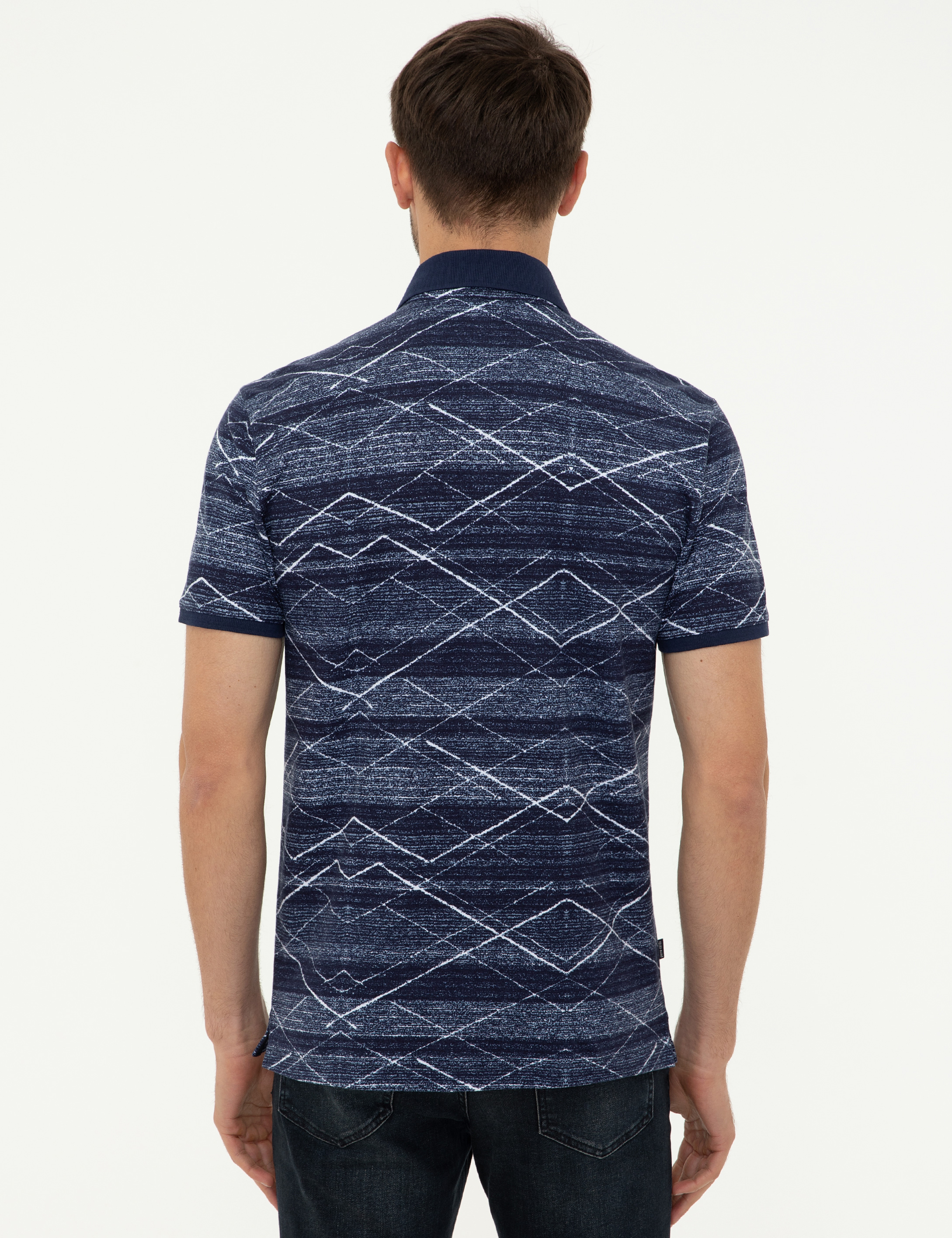 Lacivert Slim Fit Gömlek Yaka Tişört - Image 3