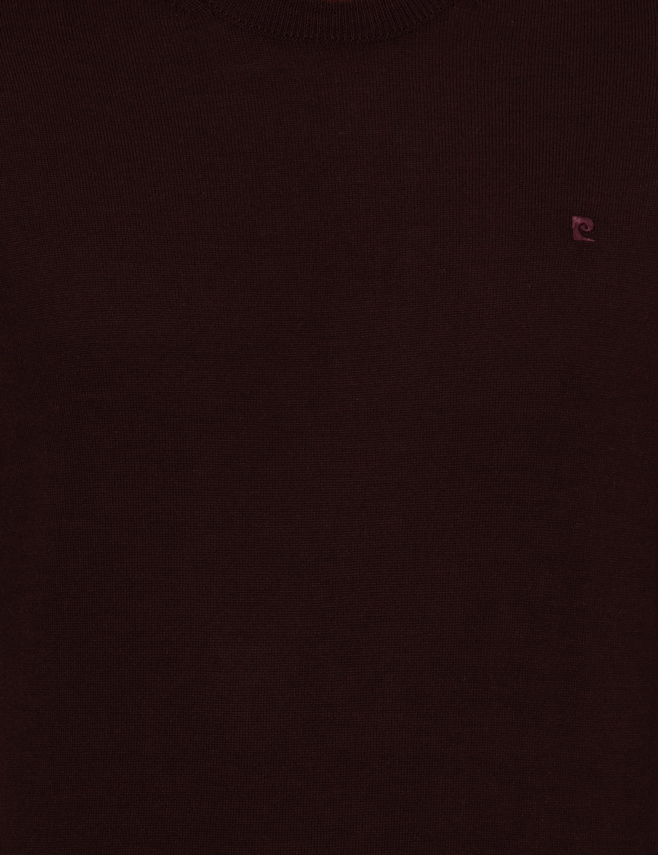 Bordo Regular Fit Bisiklet Yaka Yün Karışımlı Basic Triko Kazak