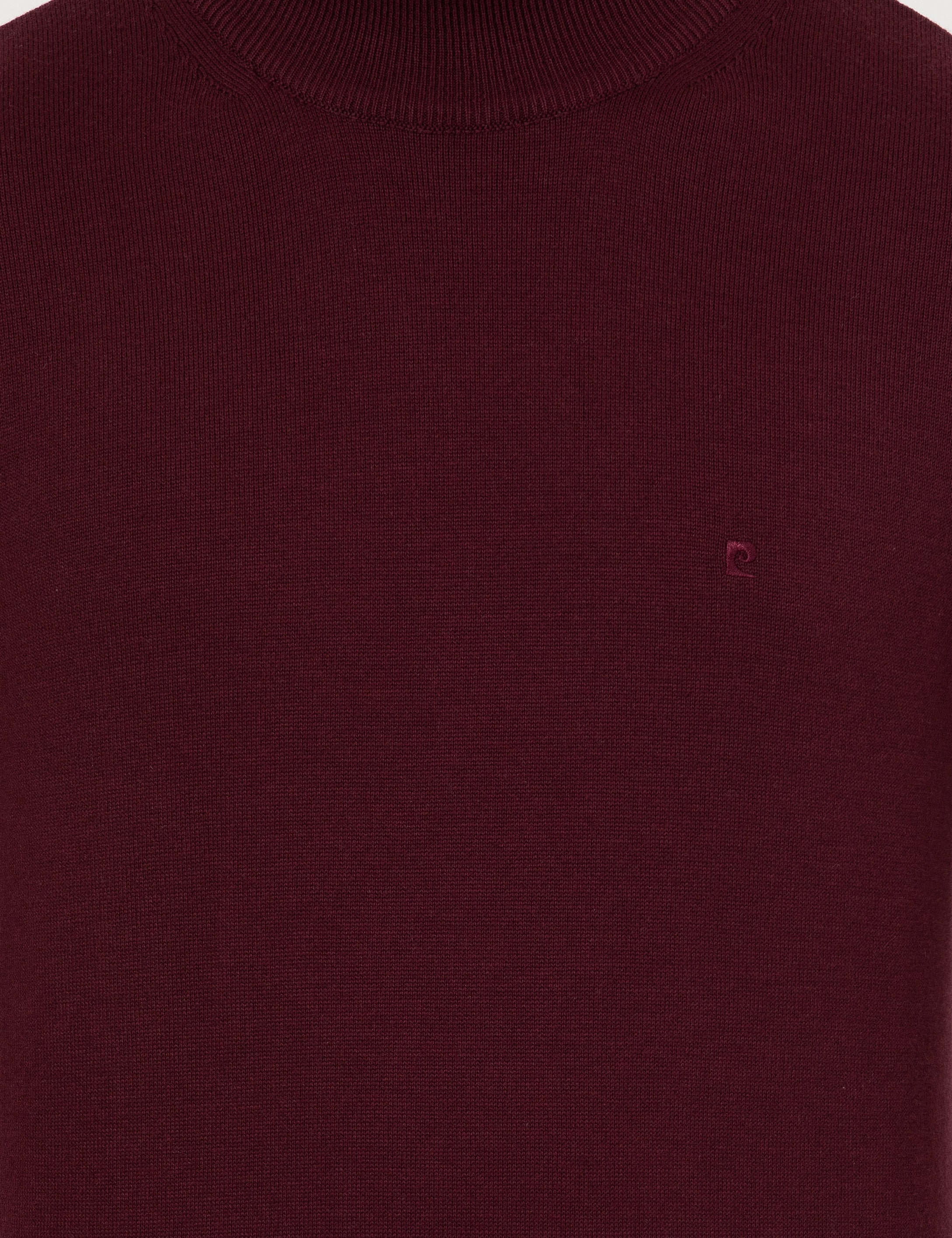 Bordo Slim Fit Yarım Balıkçı Yaka Basic Triko Kazak - Image 6