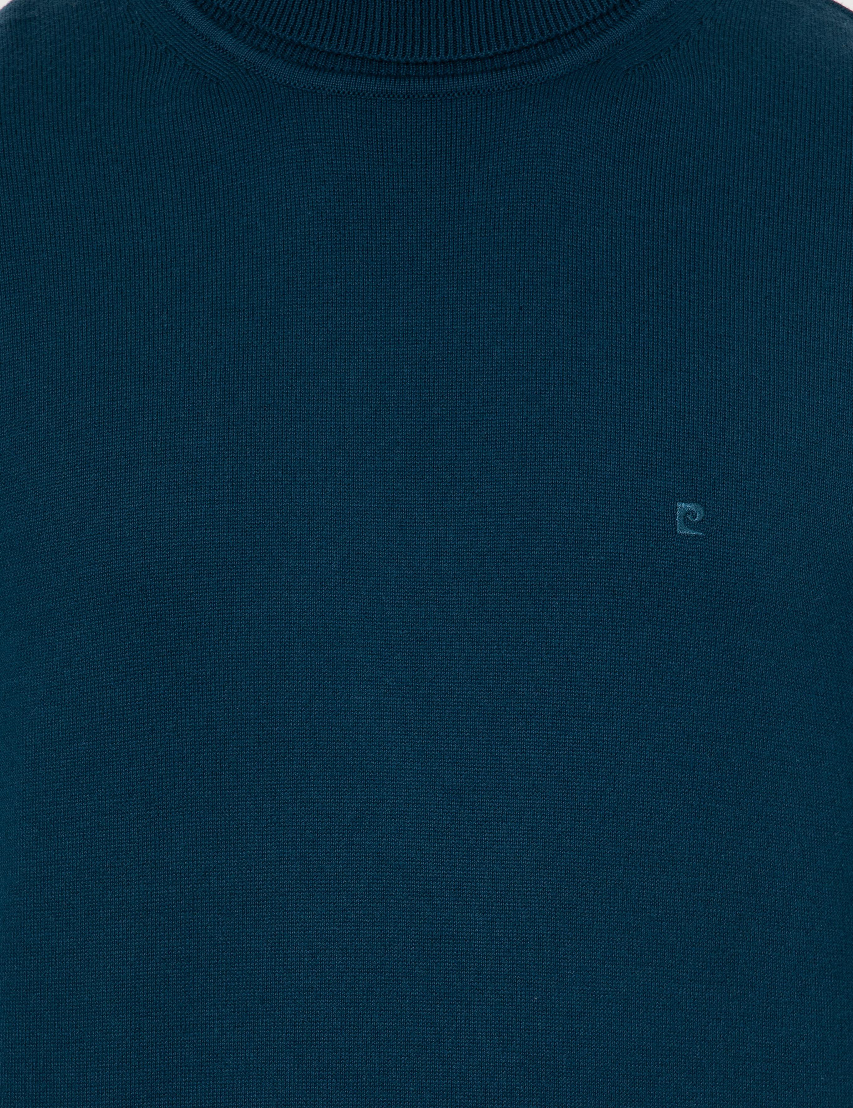 Petrol Slim Fit Balıkçı Yaka Basic Triko Kazak