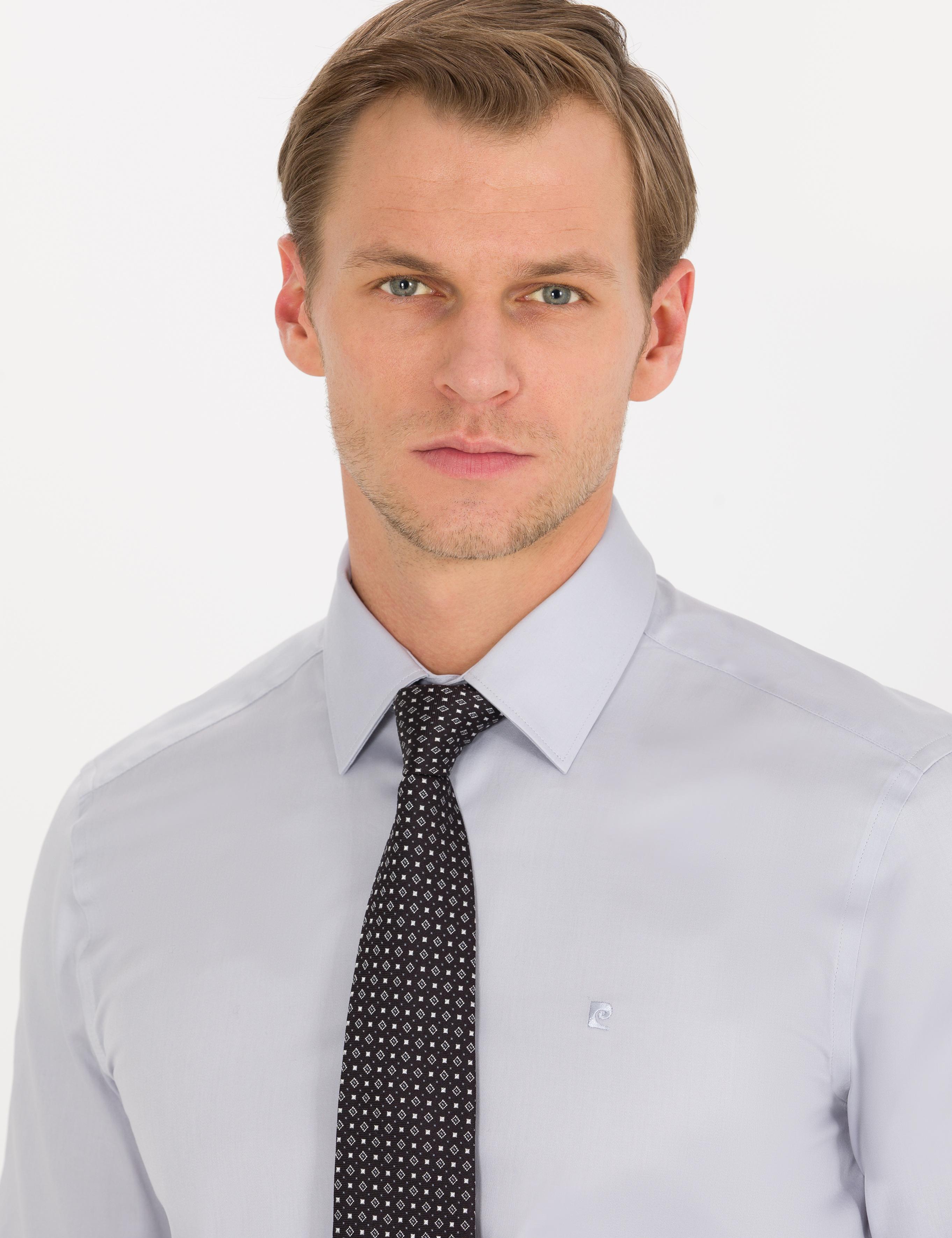 Gri Slim Fit Uzun Kollu Klasik Gömlek