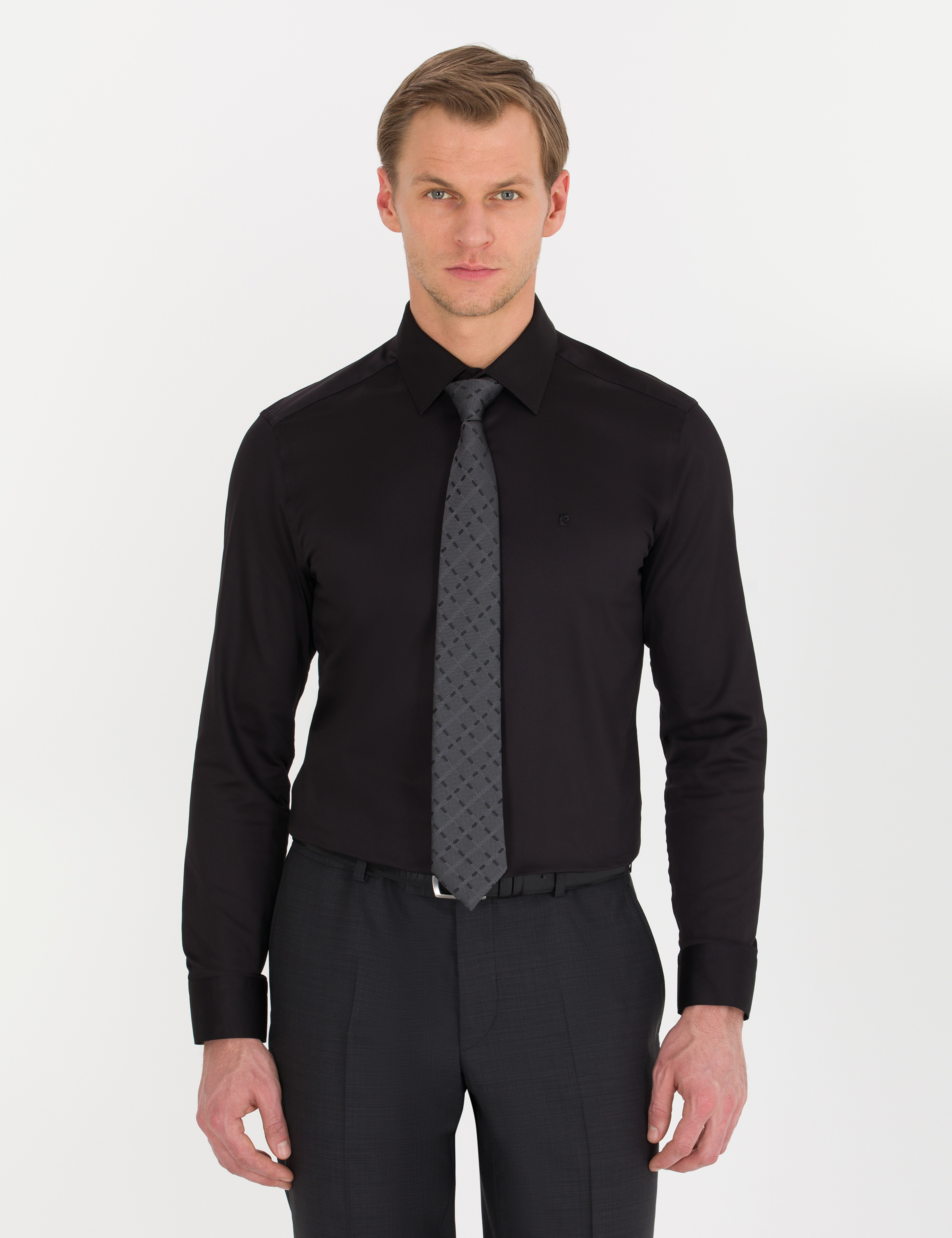 Siyah Slim Fit Uzun Kollu Klasik Gömlek