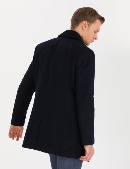 Lacivert Slim Fit Kaşe Kaban - 50257391012