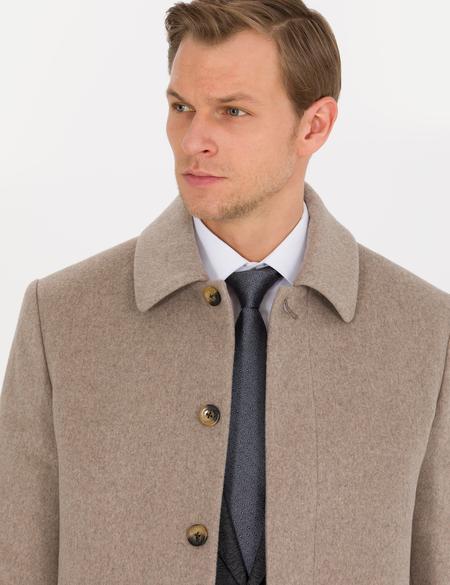 Açık Kahverengi Slim Fit Kaşe Kaban - 50257391025
