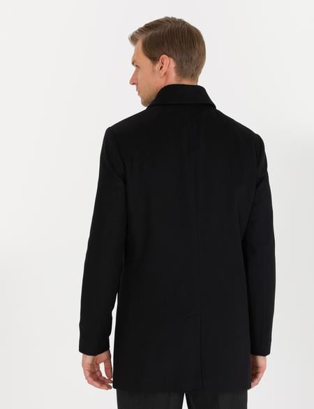 Siyah Slim Fit Kaşe Kaban - 50257391004