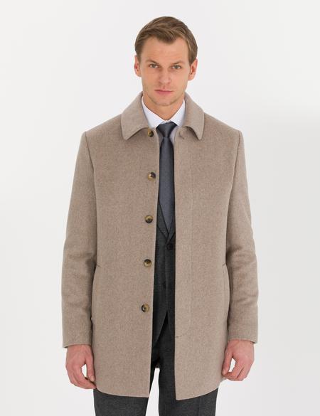 Açık Kahverengi Slim Fit Kaşe Kaban - 50257391025