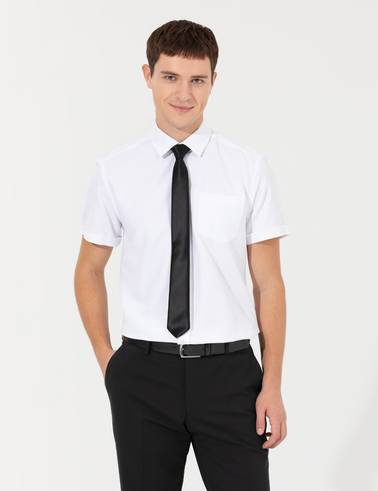 Beyaz Regular Fit Kısa Kollu Gömlek
