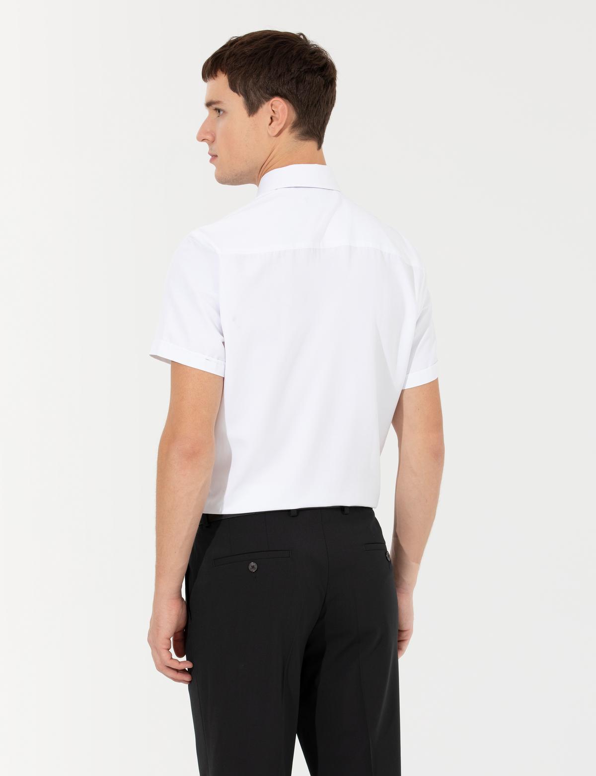 Beyaz Regular Fit Kısa Kollu Gömlek - 50255264008