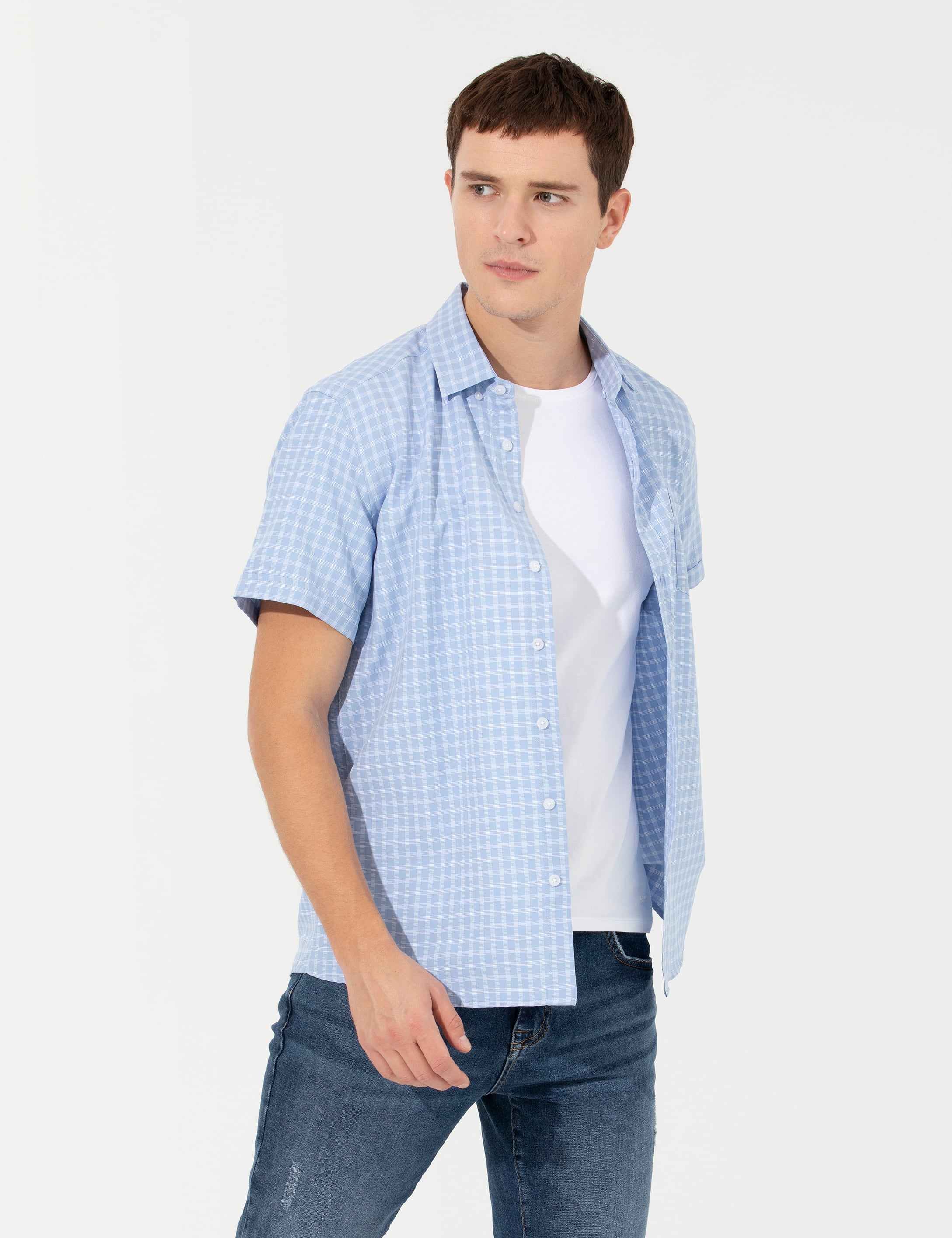 Açık Mavi Regular Fit Kısa Kollu Gömlek