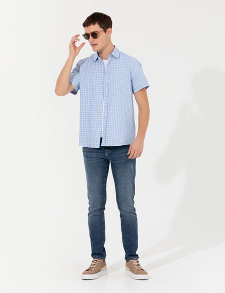 Açık Mavi Regular Fit Kısa Kollu Gömlek - 50267433025