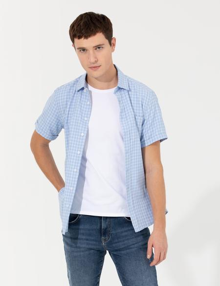 Açık Mavi Regular Fit Kısa Kollu Gömlek - 50267433025