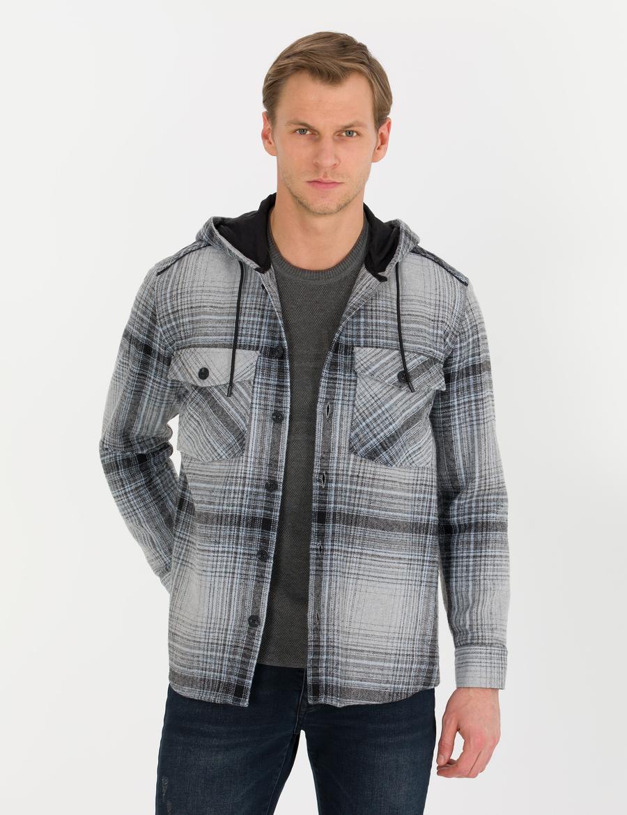 Gri Comfort Fit Uzun Kollu Gömlek