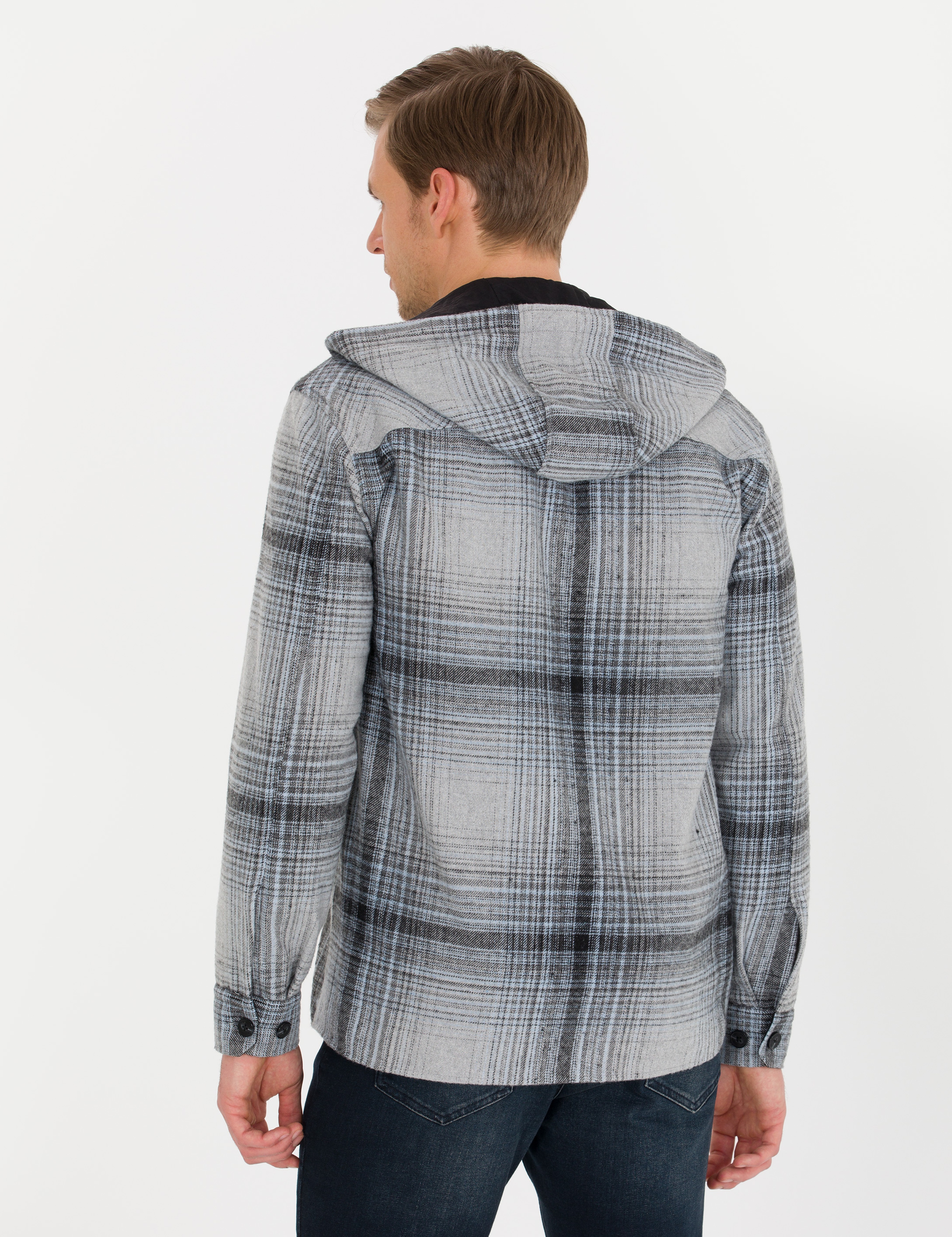 Gri Comfort Fit Uzun Kollu Gömlek - Image 5