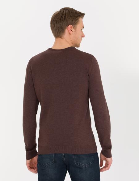 Açık Kahverengi Slim Fit Bisiklet Yaka Triko Kazak - 50259797017