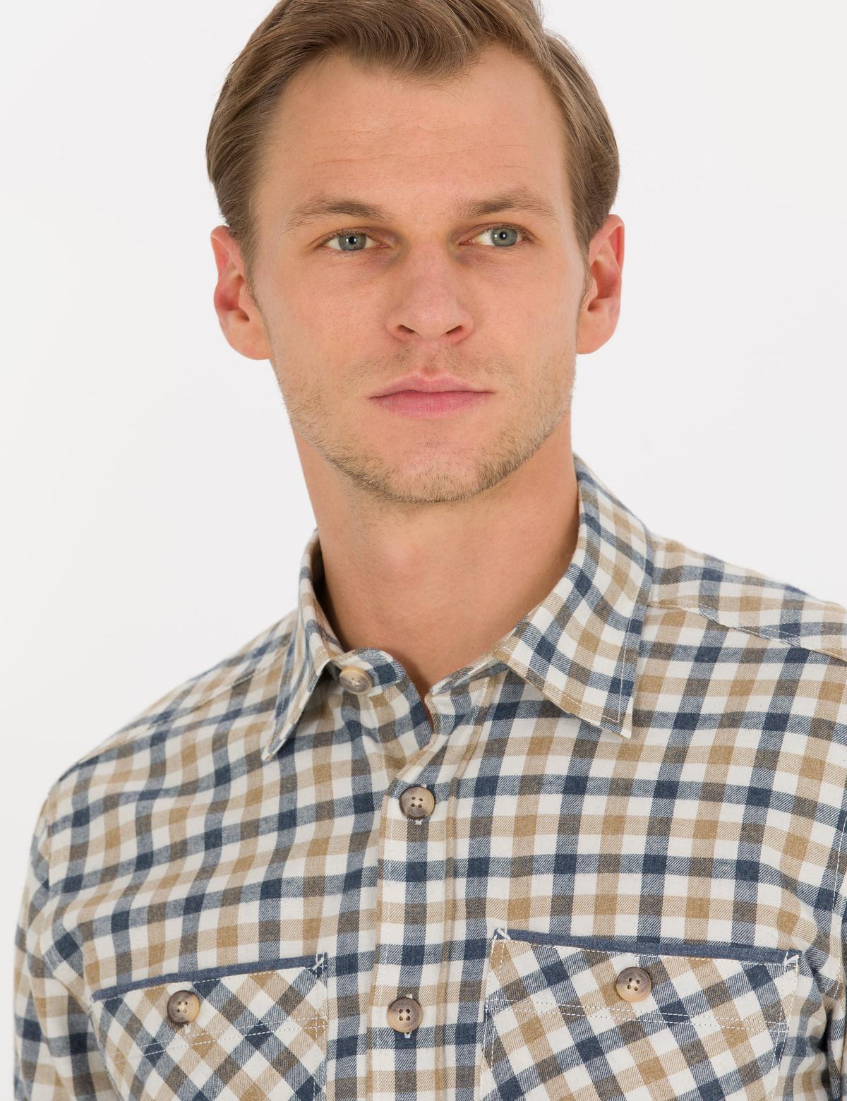 Bej Regular Fit Uzun Kollu Gömlek - 50260373008