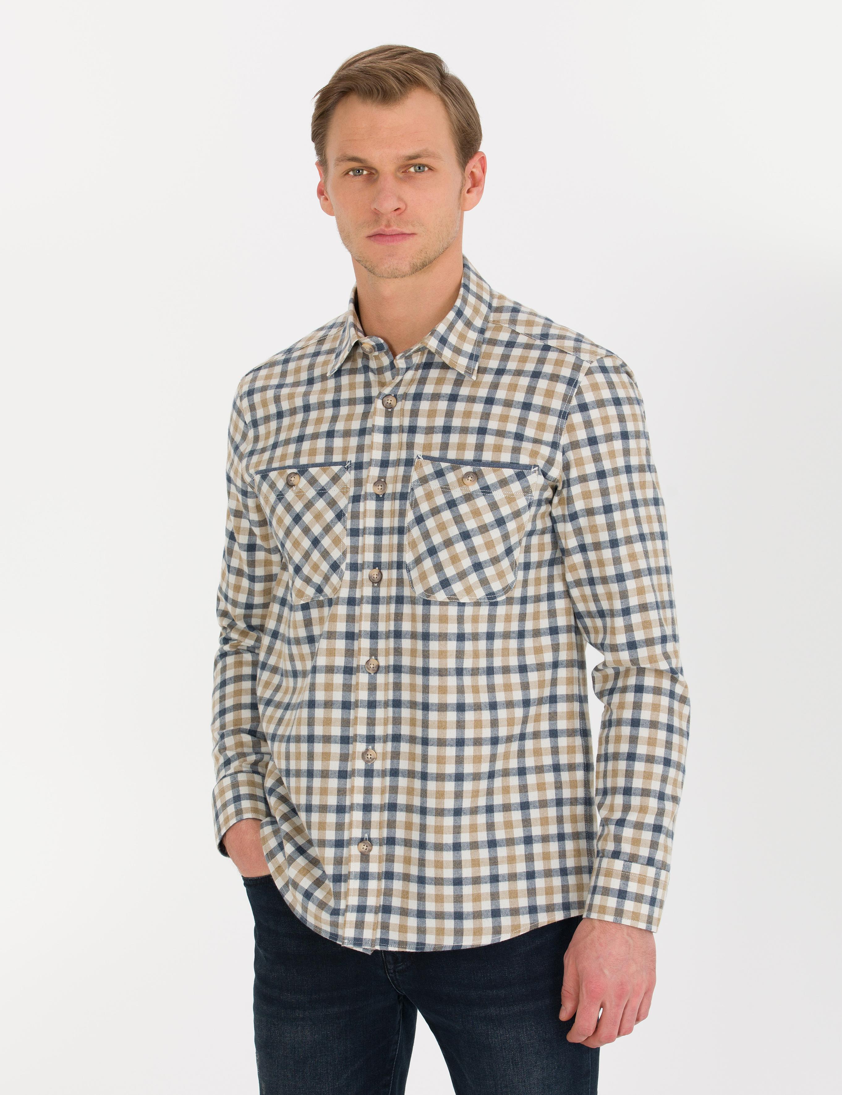 Bej Regular Fit Uzun Kollu Gömlek