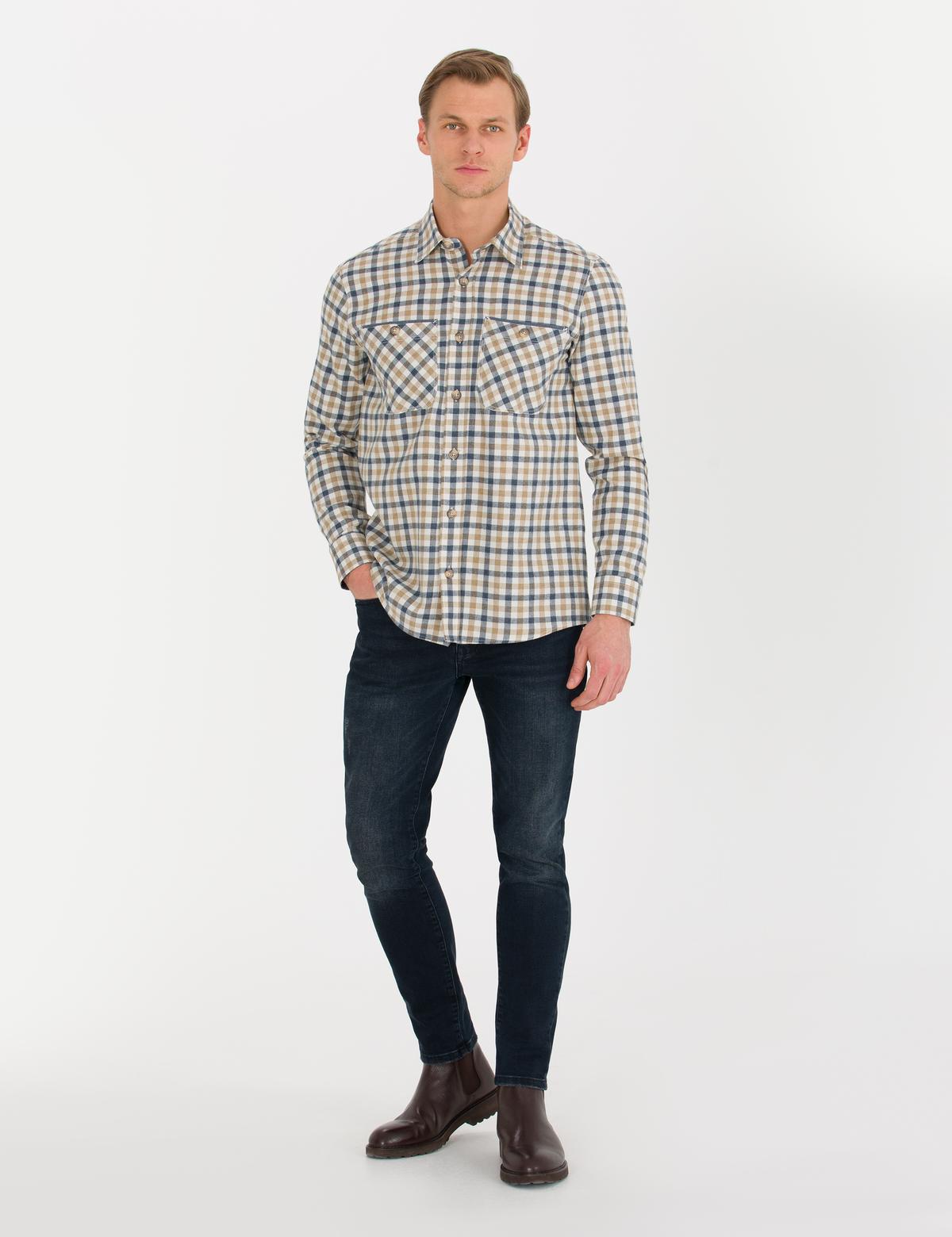 Bej Regular Fit Uzun Kollu Gömlek - 50260373008