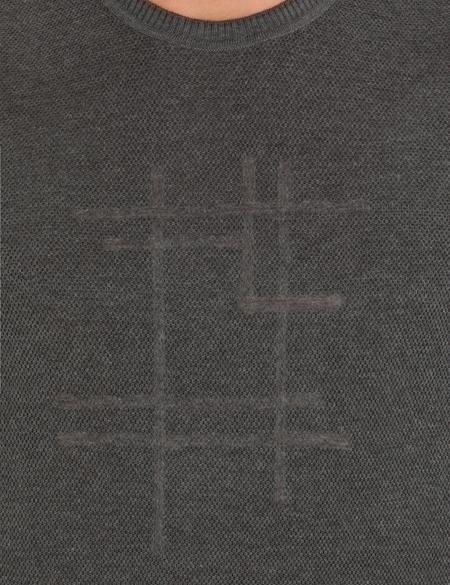 Gri Melanj Slim Fit Bisiklet Yaka Triko Kazak - 50260686013