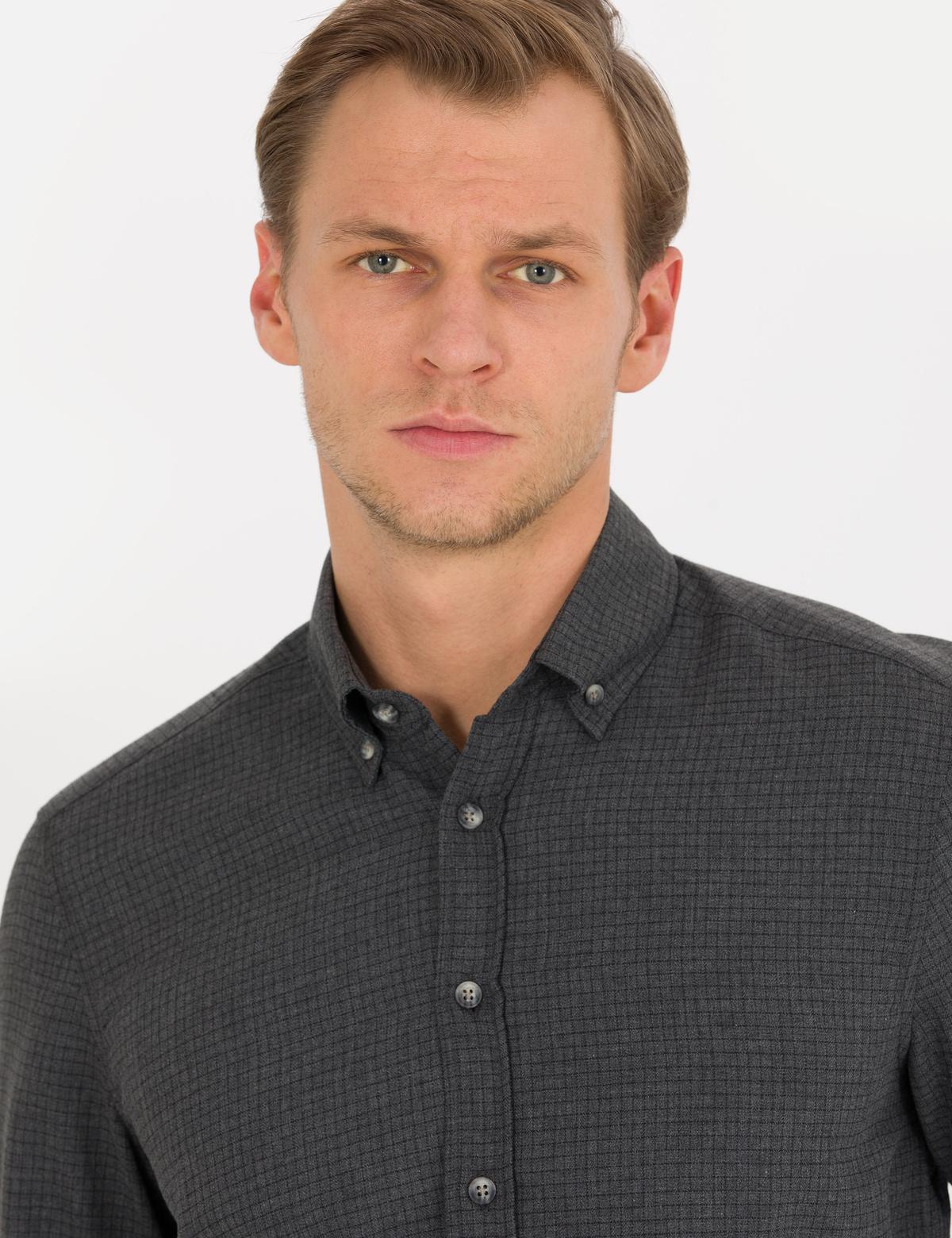 Siyah Regular Fit Uzun Kollu Gömlek - 50261306023