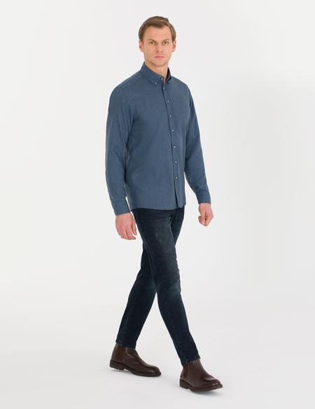 Lacivert Regular Fit Uzun Kollu Gömlek - 50261306060