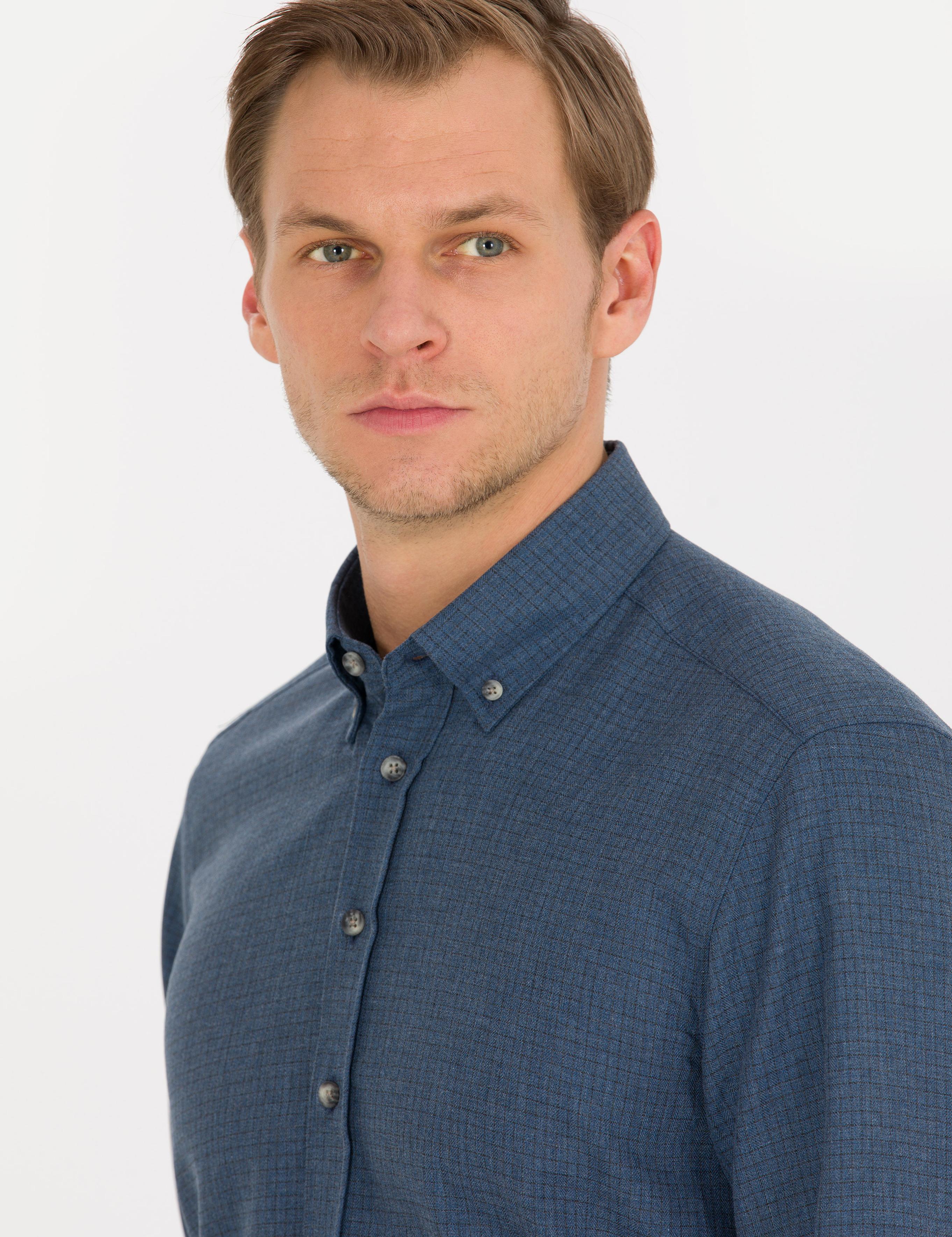 Lacivert Regular Fit Uzun Kollu Gömlek