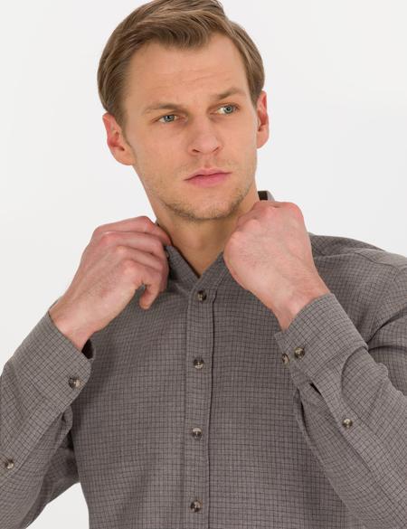 Kahverengi Regular Fit Uzun Kollu Gömlek - 50261306078