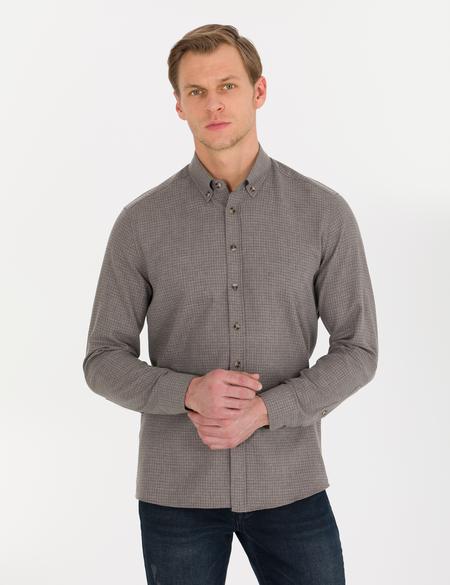 Kahverengi Regular Fit Uzun Kollu Gömlek - 50261306078