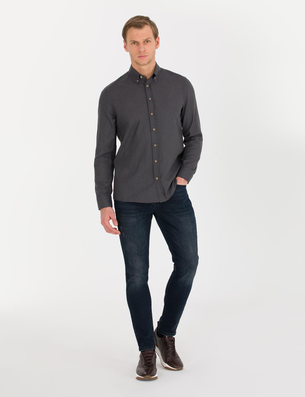 Antrasit Slim Fit Uzun Kollu Gömlek - 50264054025