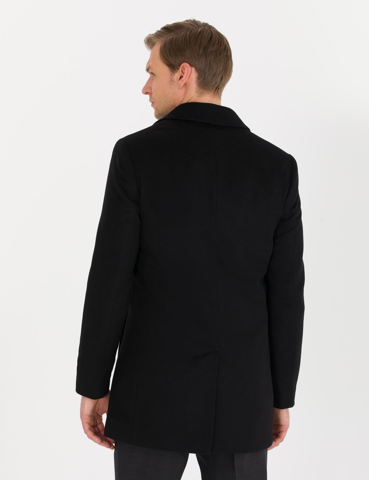 Siyah Ex. Slim Fit Kaşe Kaban - 50266370006