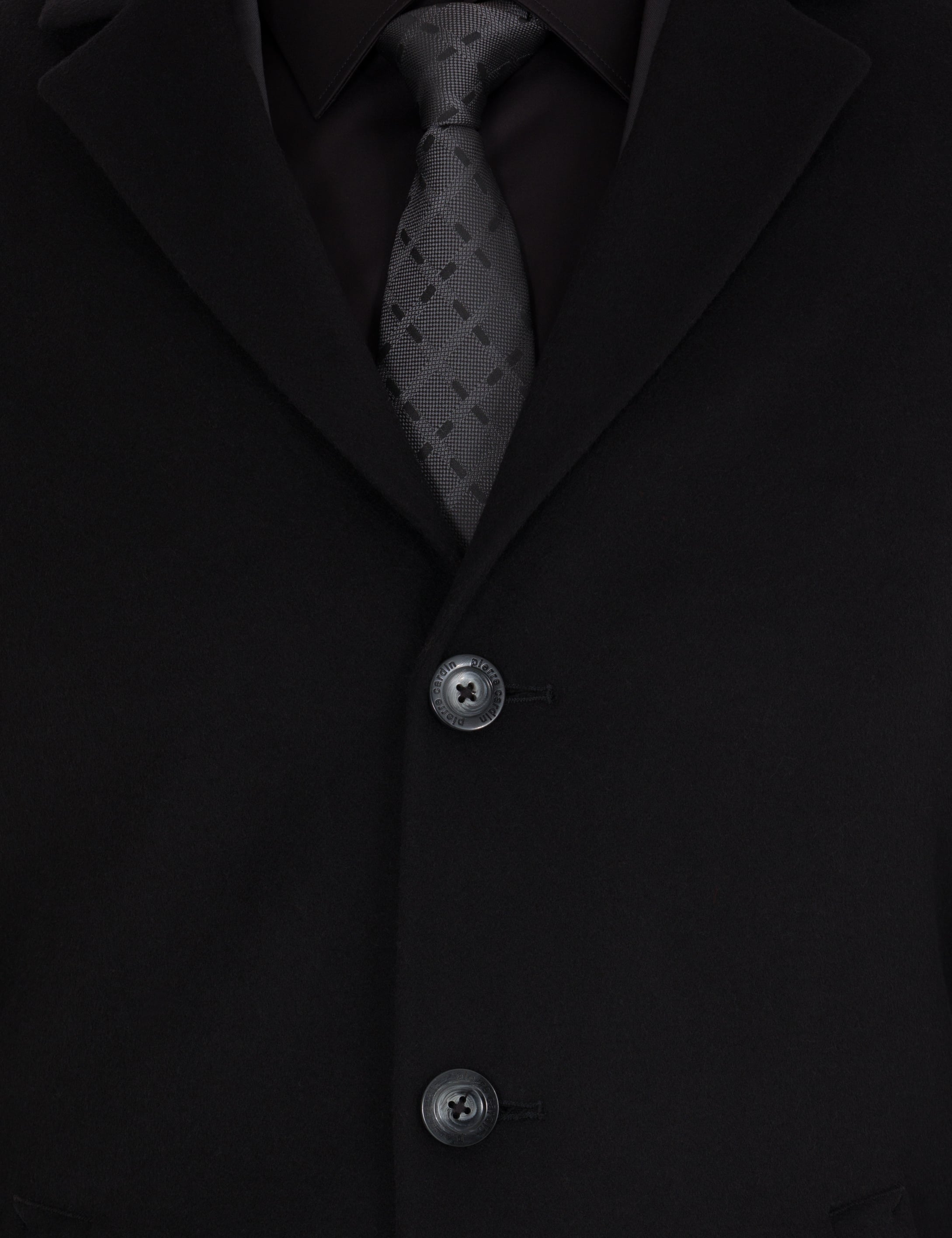 Siyah Ex. Slim Fit Kaşe Kaban - Image 6
