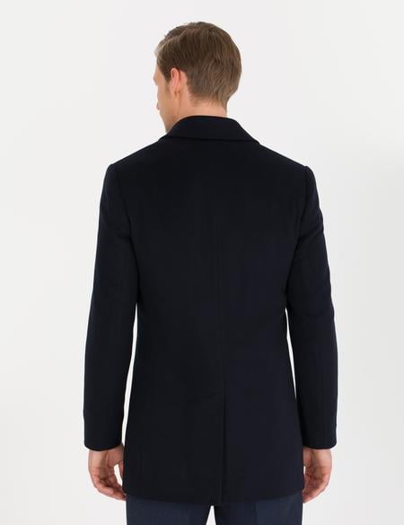 Lacivert Ex. Slim Fit Kaşe Kaban - 50266370012