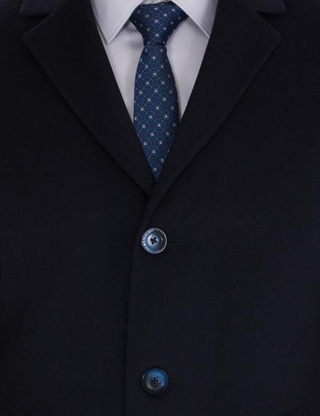 Lacivert Ex. Slim Fit Kaşe Kaban - 50266370012