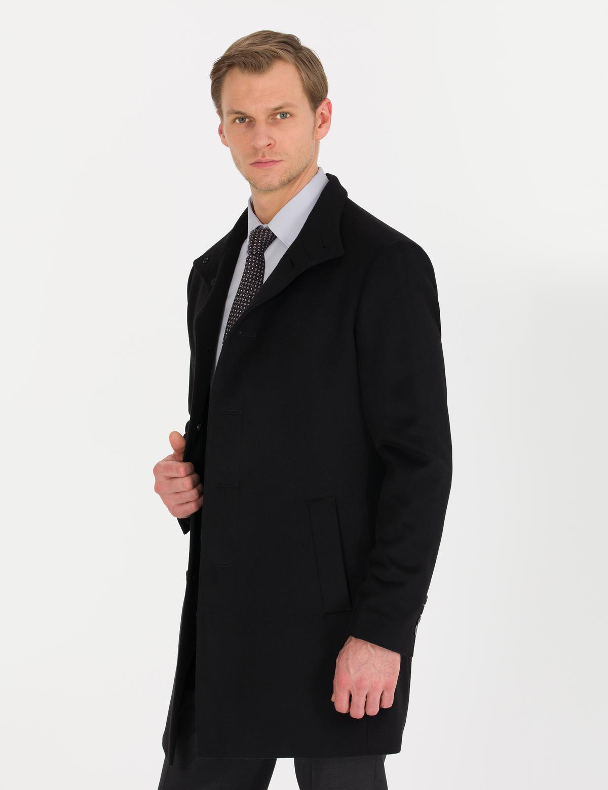 Siyah Slim Fit Palto - 50266381009