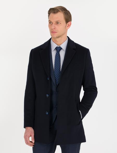 Lacivert Ex. Slim Fit Kaşe Kaban - 50266370012