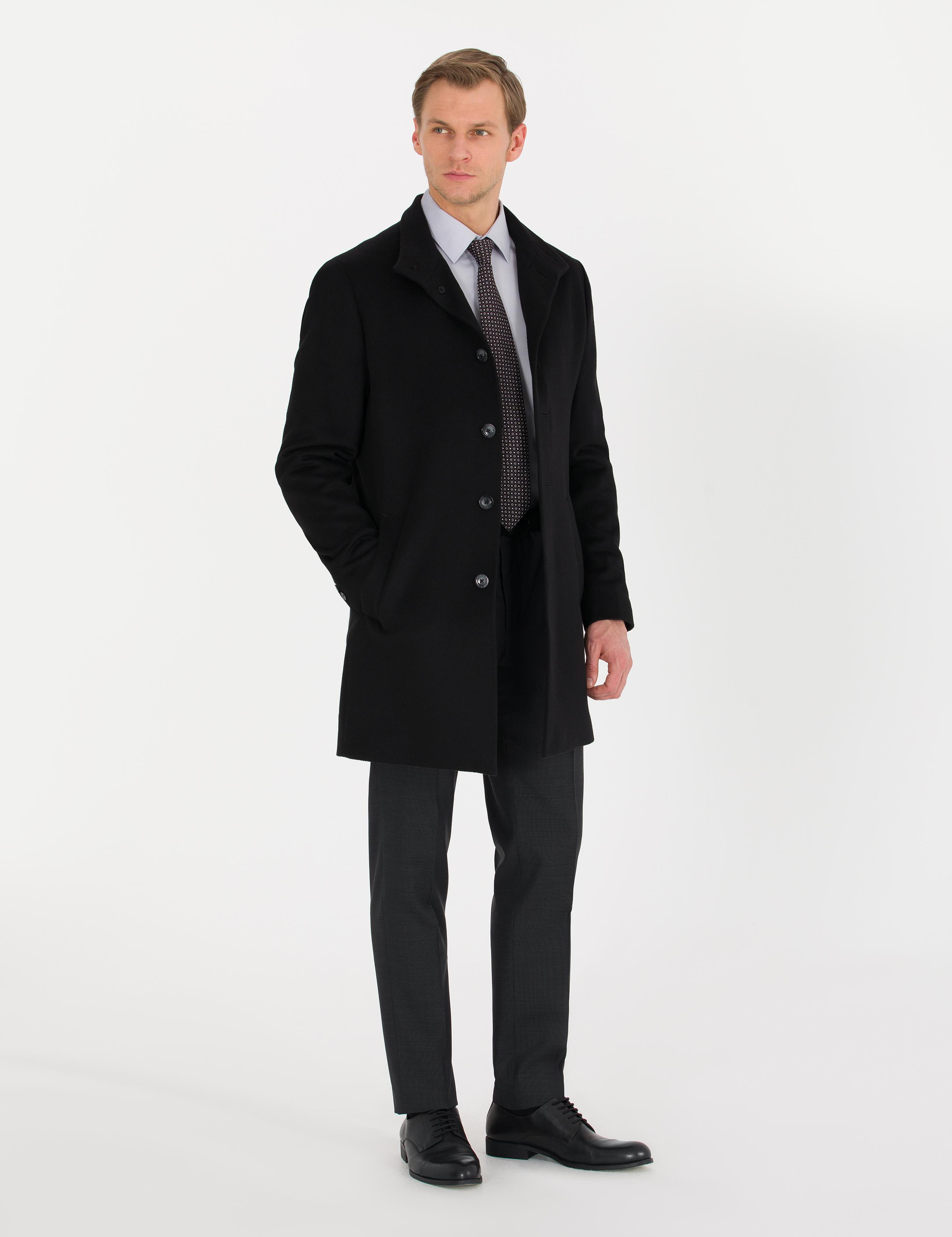 Siyah Slim Fit Palto