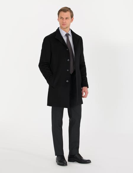 Siyah Slim Fit Palto - 50266381009