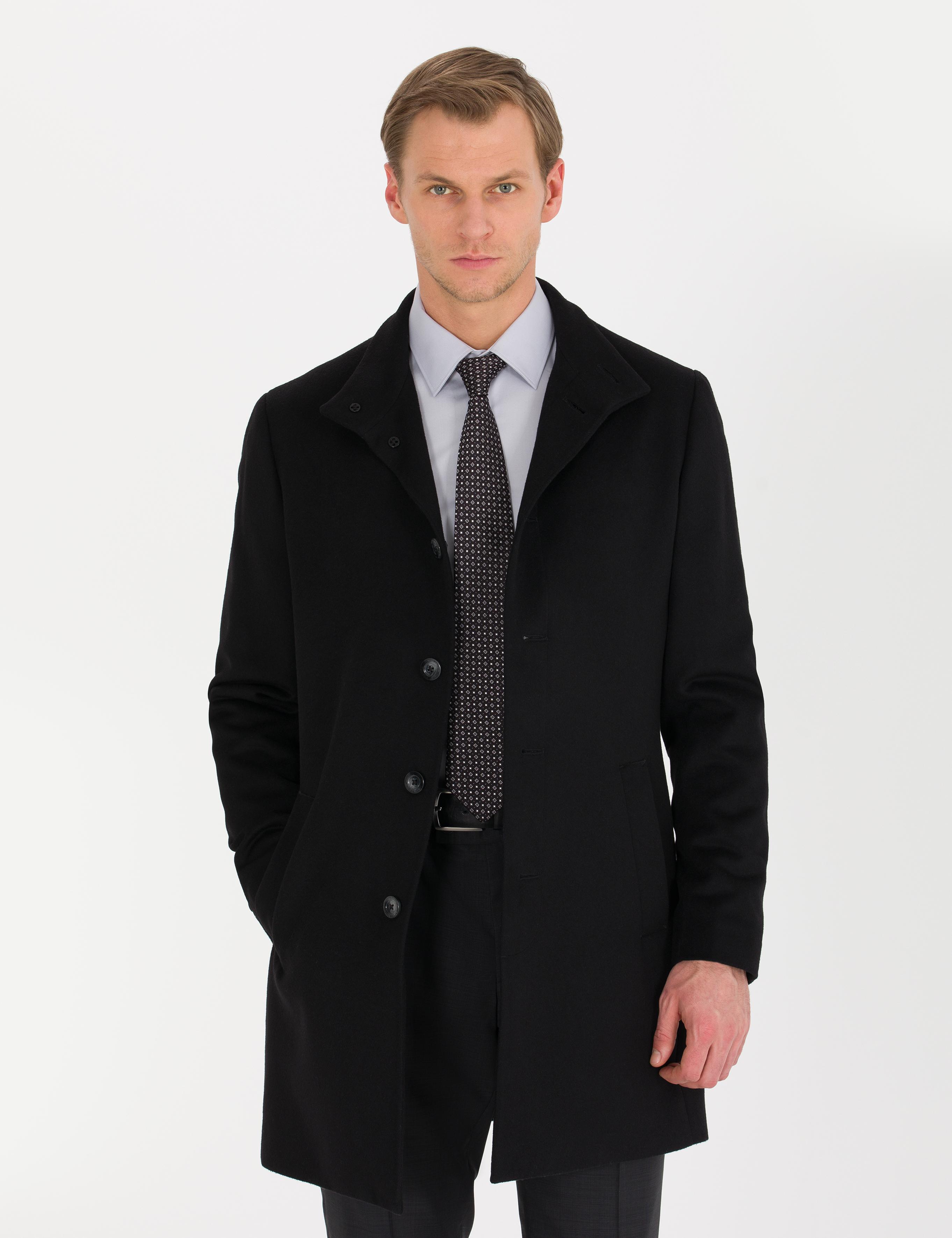 Siyah Slim Fit Palto