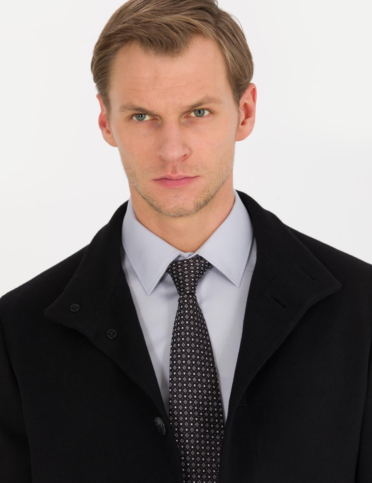 Siyah Slim Fit Palto - 50266381009