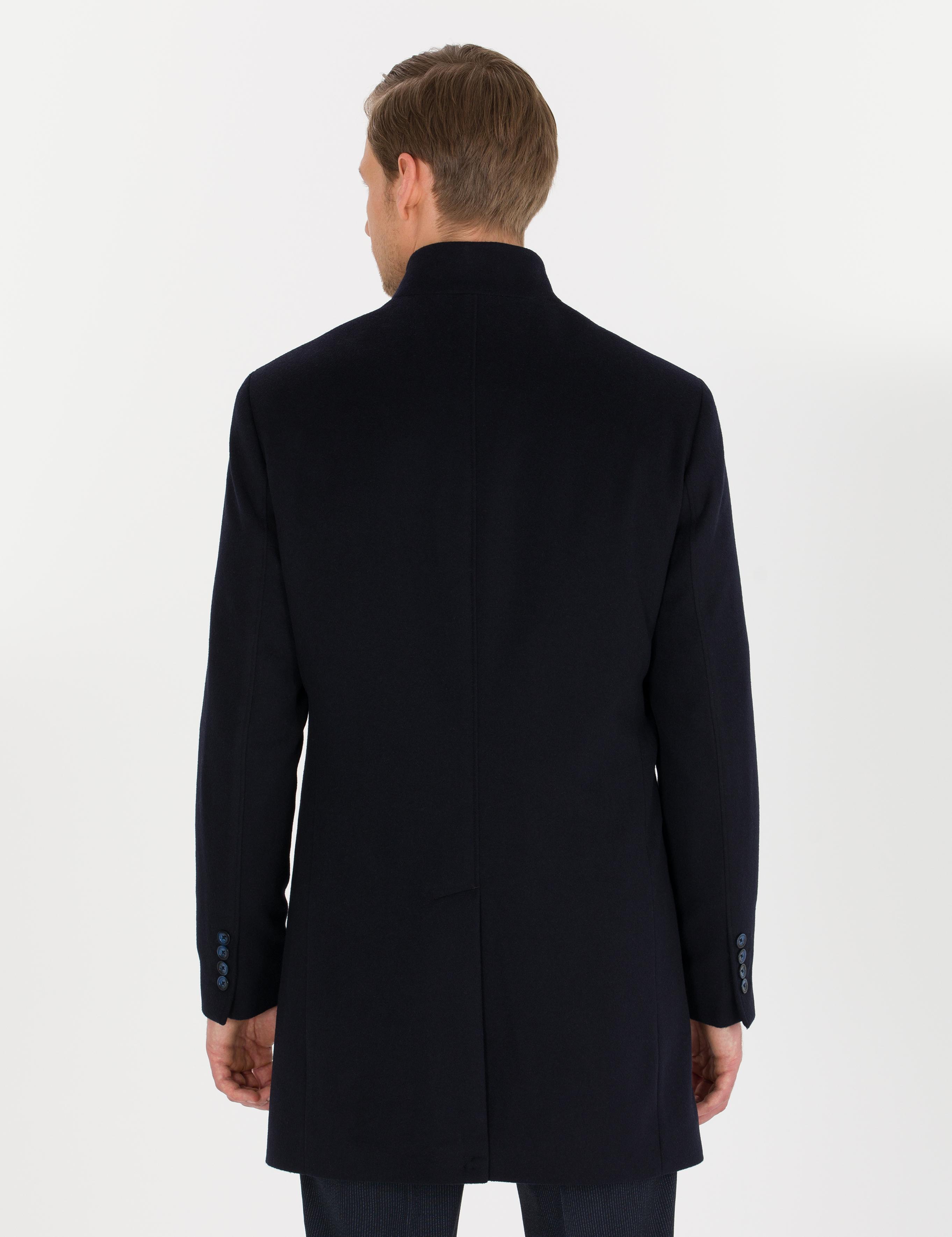 Lacivert Slim Fit Palto