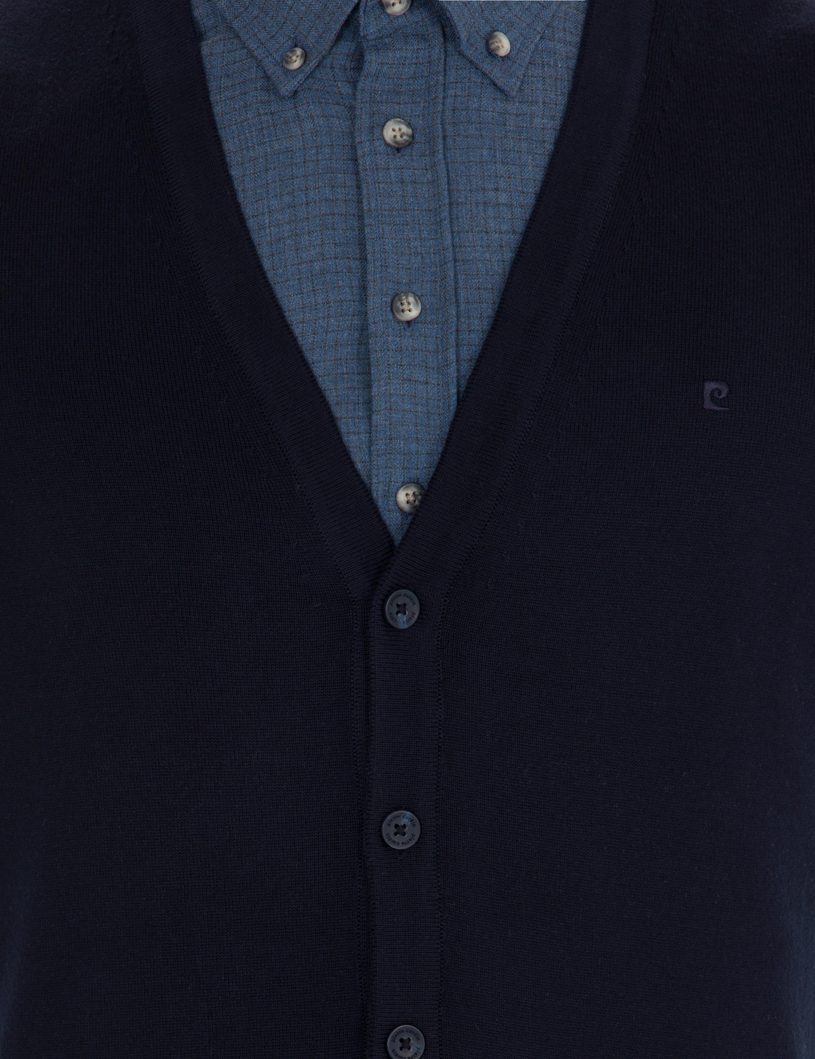 Lacivert Slim Fit Basic Düğmeli Triko Hırka