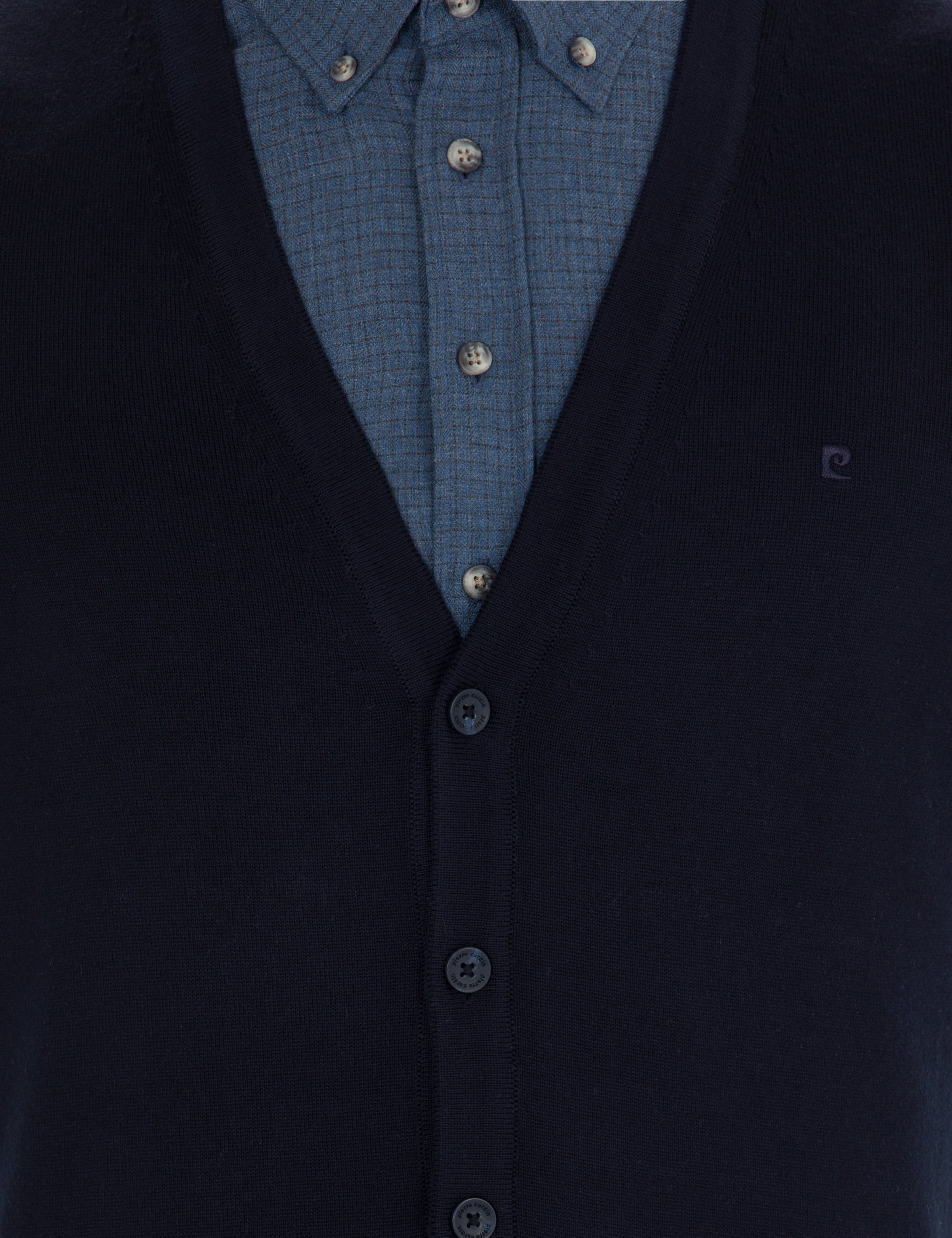 Lacivert Slim Fit Basic Düğmeli Triko Hırka - Image 6