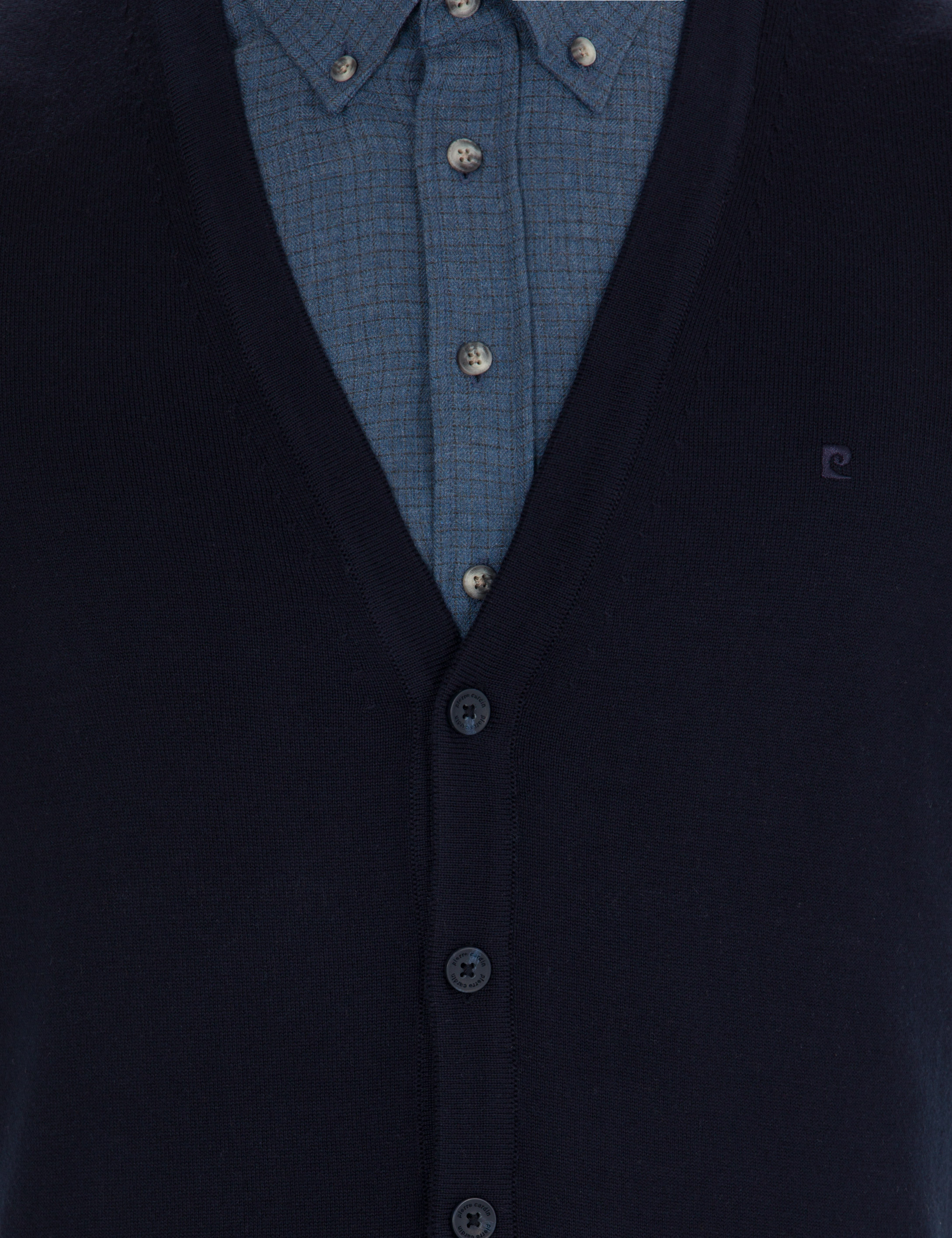 Lacivert Slim Fit Basic Düğmeli Triko Hırka