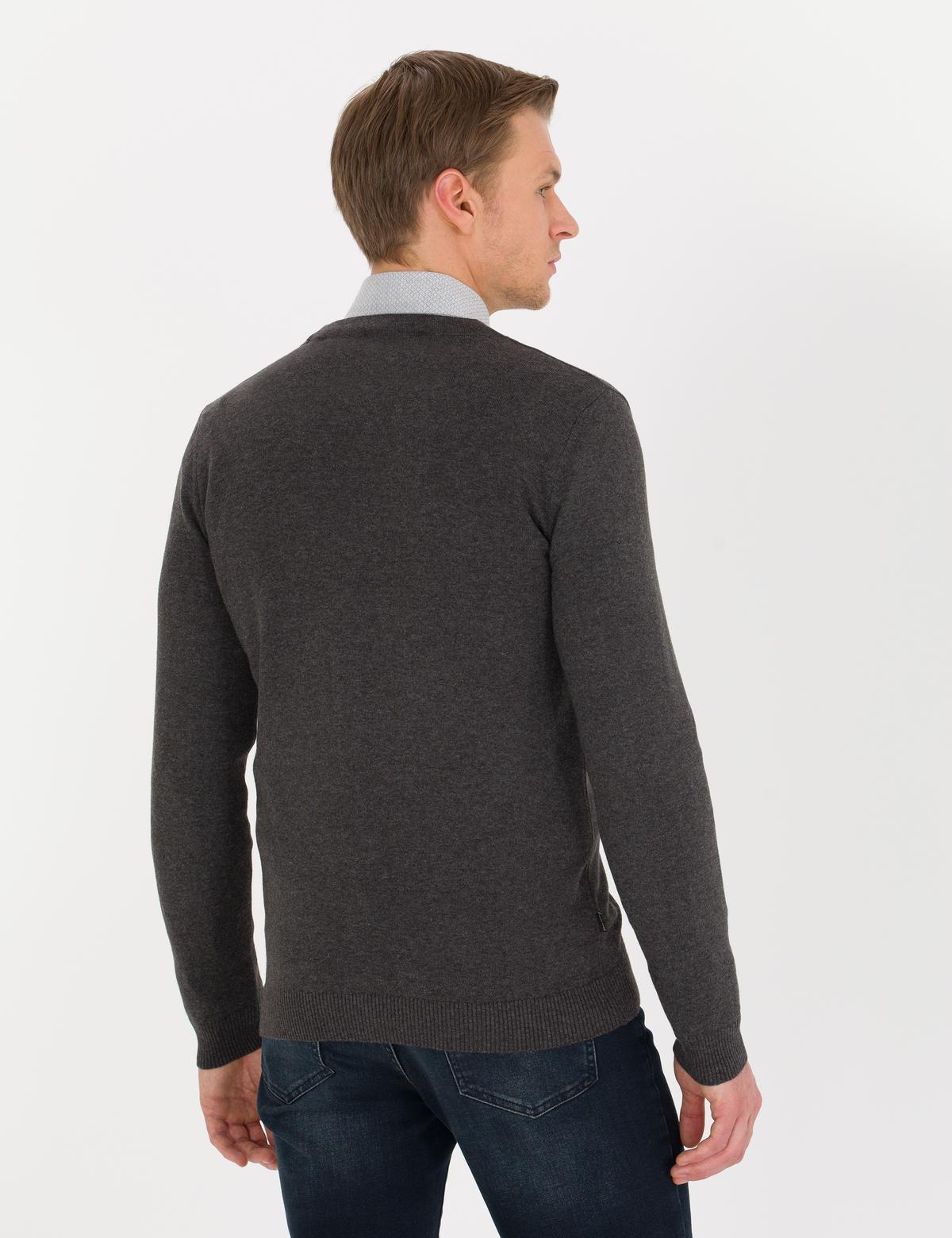 Gri Melanj Slim Fit Basic Triko Hırka - 50259003031