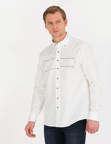 Beyaz Regular Fit Uzun Kollu Gömlek - 50266025003
